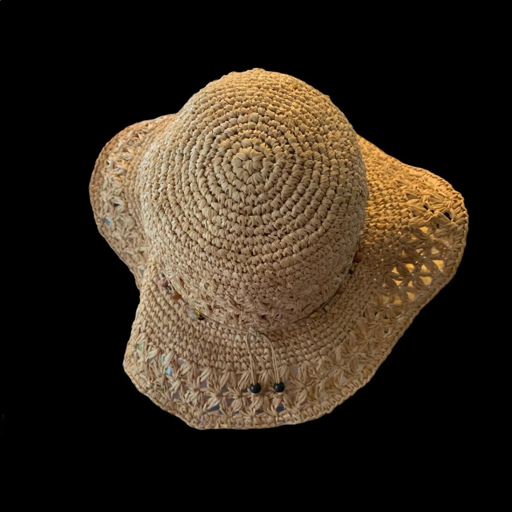 Scala. natural fiber Women’s hat beaded detail - Picture 6 of 11